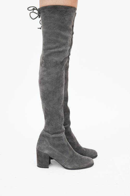 Stuart Weitzman Grey Suede Thigh High Boot