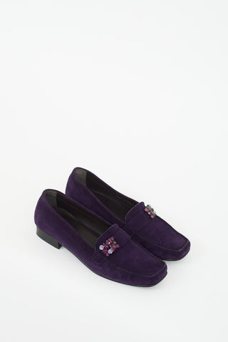 Stuart Weitzman Purple Suede Jewel Loafer