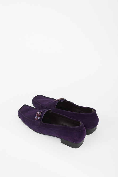 Stuart Weitzman Purple Suede Jewel Loafer