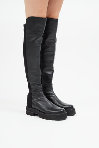 Stuart Weitzman Black Leather 5050 Ultralift Boot