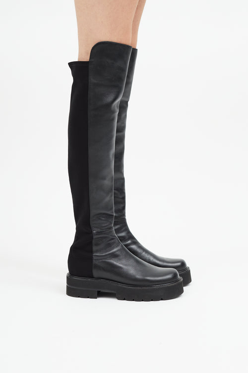 Stuart Weitzman Black Leather 5050 Ultralift Boot