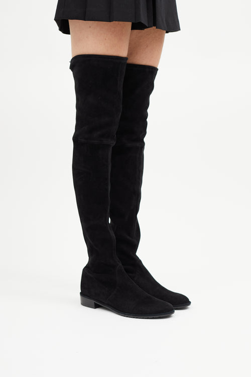 Stuart Weitzman Black Suede Lowland Boot