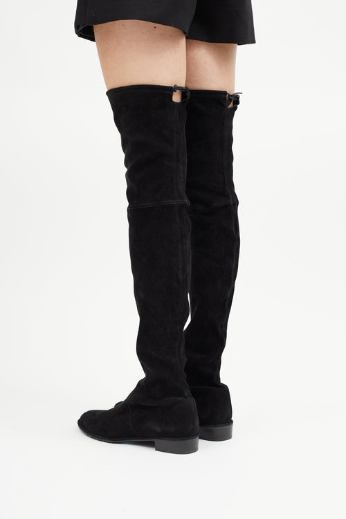 Stuart Weitzman Black Suede Lowland Boot