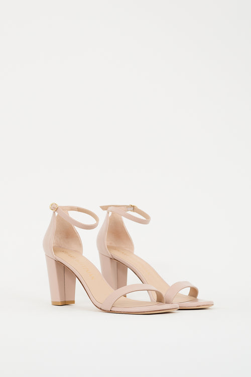 Stuart Weitzman Beige Leather Nearlynude Block Heel