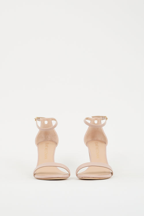 Stuart Weitzman Beige Leather Nearlynude Block Heel