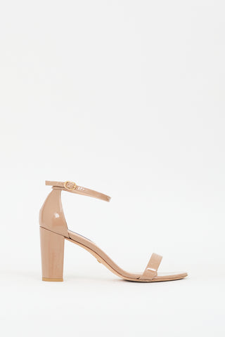 Stuart Weitzman Beige Patent Leather Nearlynude Strap Heel