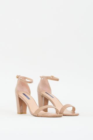 Stuart Weitzman Beige Patent Leather Nearlynude Strap Heel