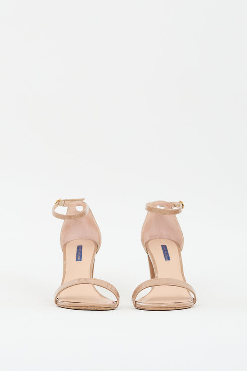 Stuart Weitzman Beige Patent Leather Nearlynude Strap Heel