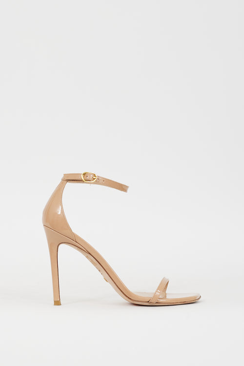 Stuart Weitzman Beige Patent Leather Nudistsong Heel