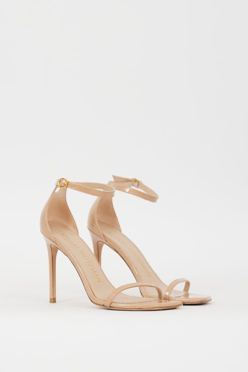 Stuart Weitzman Beige Patent Leather Nudistsong Heel