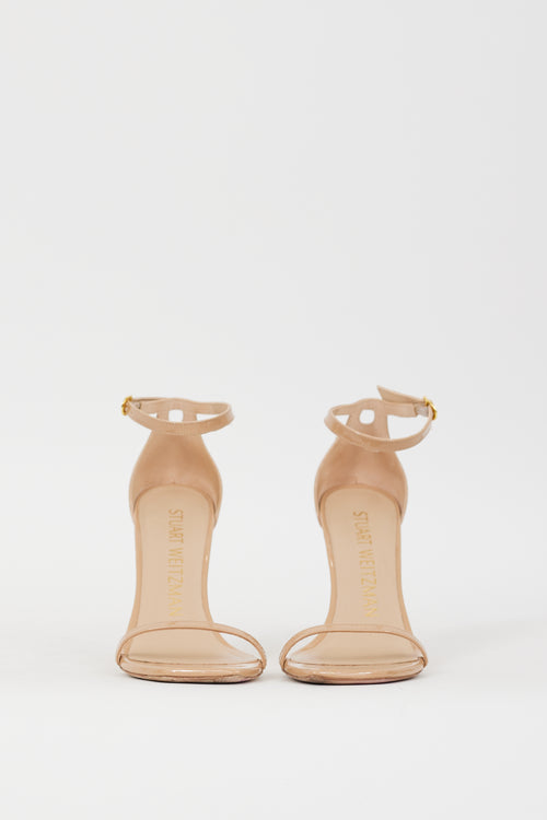 Stuart Weitzman Beige Patent Leather Nudistsong Heel