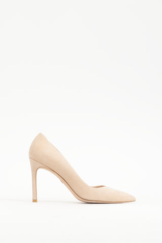 Stuart Weitzman Beige Suede Anny Heel