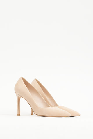 Stuart Weitzman Beige Suede Anny Heel