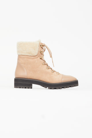 Stuart Weitzman Beige Alpine Cozy Combat Boot