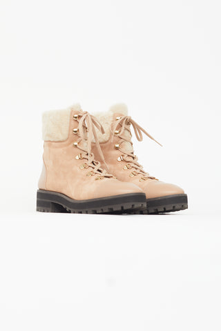 Stuart Weitzman Beige Alpine Cozy Combat Boot