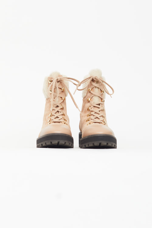 Stuart Weitzman Beige Alpine Cozy Combat Boot