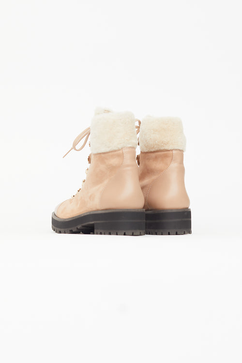 Stuart Weitzman Beige Alpine Cozy Combat Boot