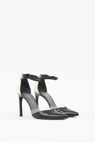 Stuart Weitzman Black 
Cream Leather D
Orsay Pump