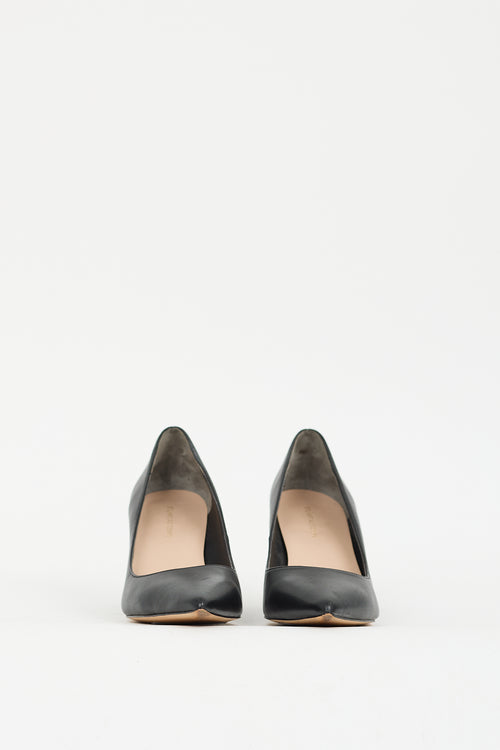 Stuart Weitzman Black Leather Avenue 75 Pump