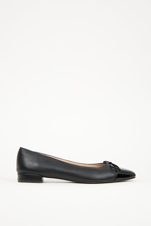 Stuart Weitzman Black Leather Ballerina Flat