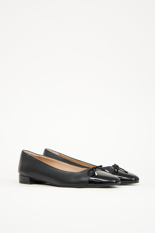 Stuart Weitzman Black Leather Ballerina Flat