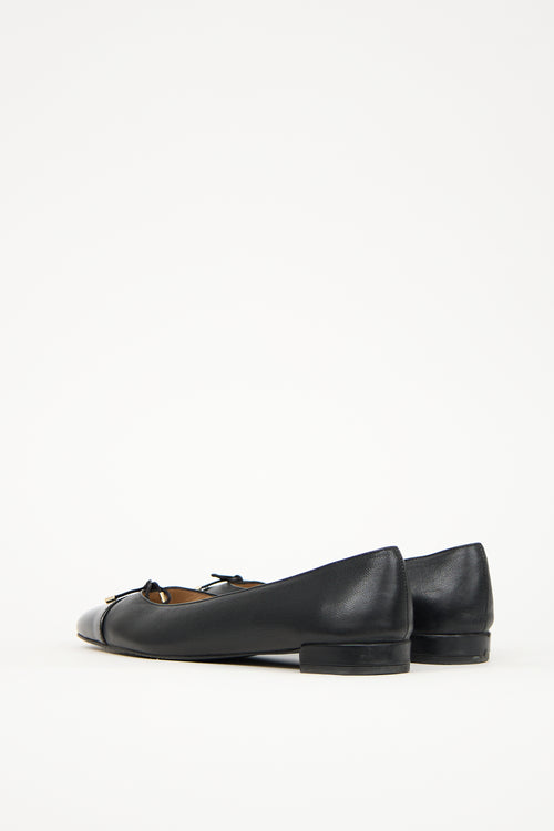 Stuart Weitzman Black Leather Ballerina Flat