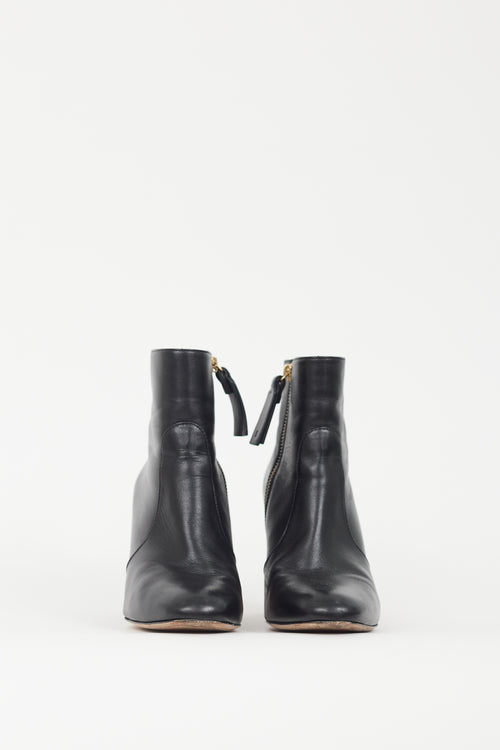 Stuart Weitzman Black Leather Block Heel Boot