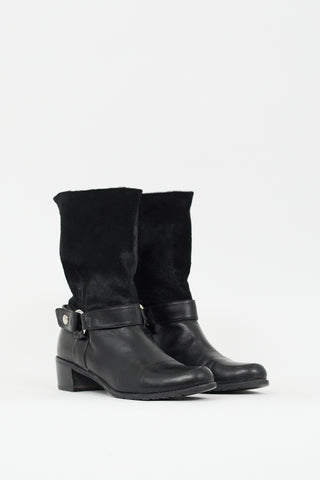 Stuart Weitzman Black Textured Hair Harness Boot