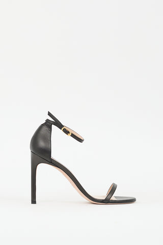 Stuart Weitzman Black Leather Nudistcurve Heel