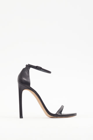 Stuart Weitzman Black Leather Nudistsong Heel