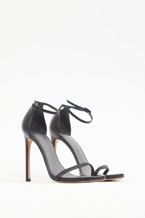 Stuart Weitzman Black Leather Nudistsong Heel