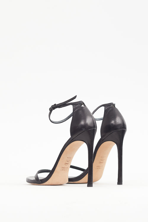 Stuart Weitzman Black Leather Nudistsong Heel