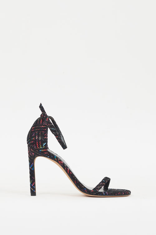 Stuart Weitzman Black 
Multicolour Suede Nudistcurve 100 Heel