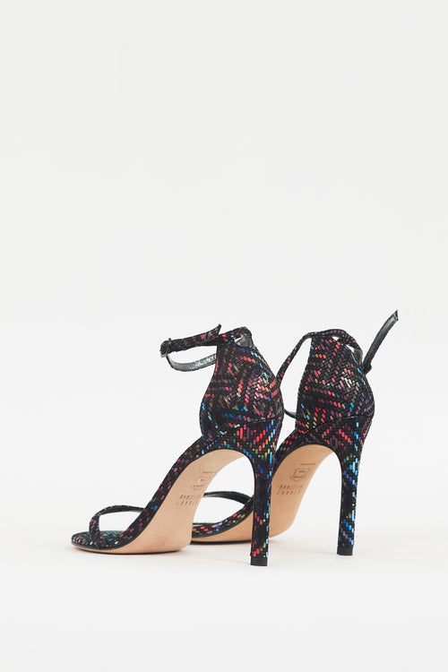 Stuart Weitzman Black 
Multicolour Suede Nudistcurve 100 Heel