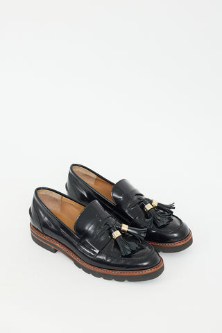 Stuart Weitzman Black Patent Manila Tassle Loafer