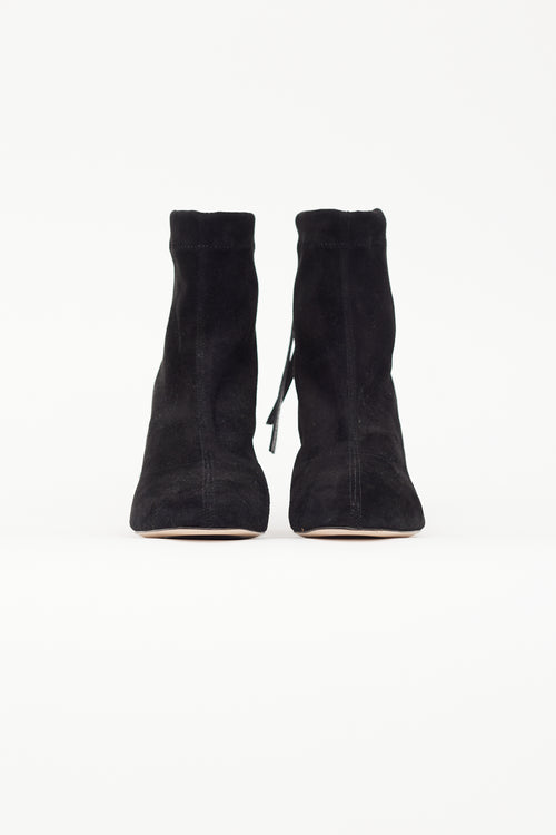 Stuart Weitzman Black Suede 
Leather Ankle Boot