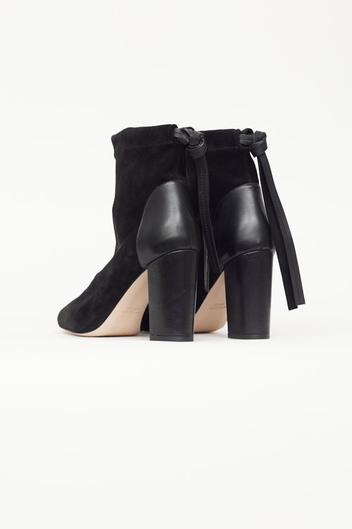 Stuart Weitzman Black Suede 
Leather Ankle Boot