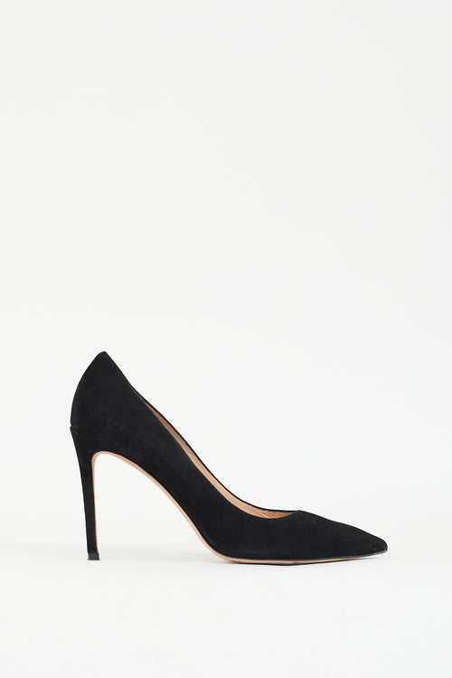 Stuart Weitzman Black Suede Anny Pump