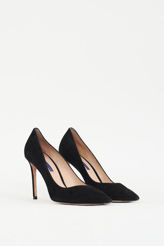 Stuart Weitzman Black Suede Anny Pump