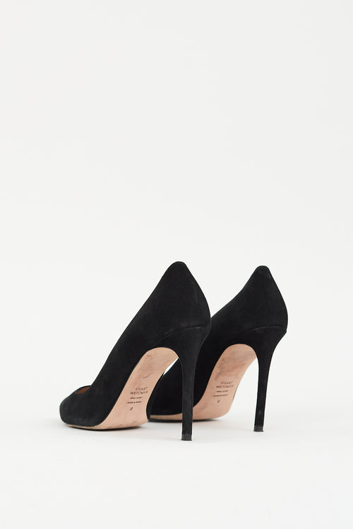 Stuart Weitzman Black Suede Anny Pump