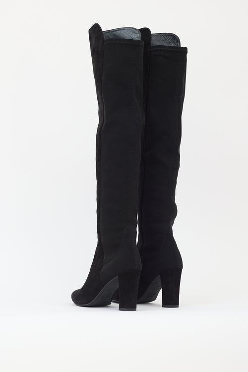 Stuart Weitzman Black Suede Gillian Over The Knee Boot