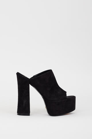 Stuart Weitzman Black Suede Skyhigh Platform Heel