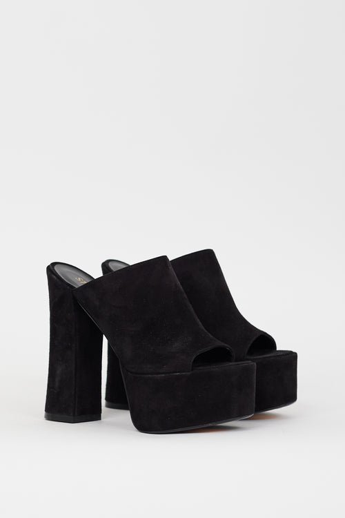 Stuart Weitzman Black Suede Skyhigh Platform Heel