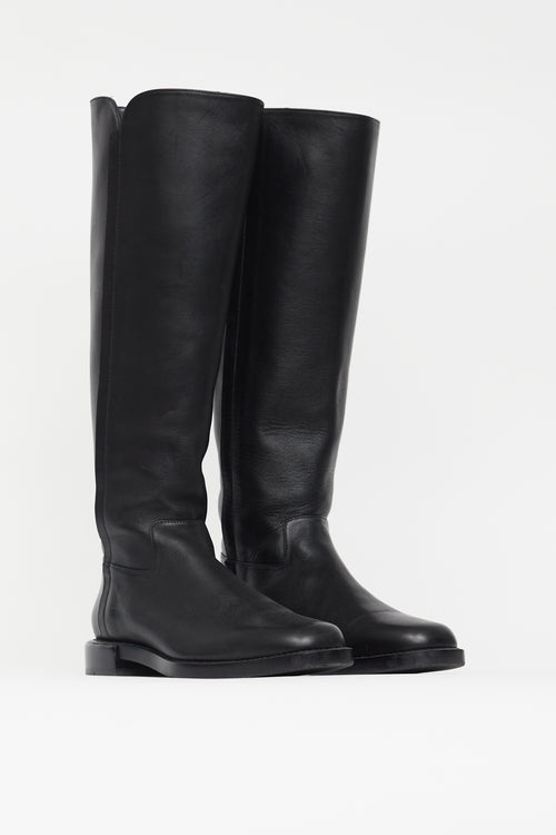 Stuart Weitzman Black Leather Knee High Boot