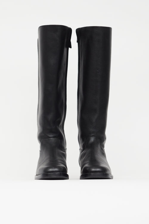 Stuart Weitzman Black Leather Knee High Boot