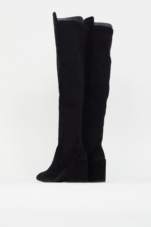 Black Suede Knee High Boot Stuart Weitzman