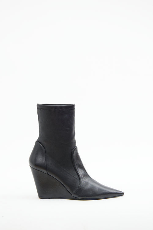 Stuart Weitzman Black Wedge Pointed Boot