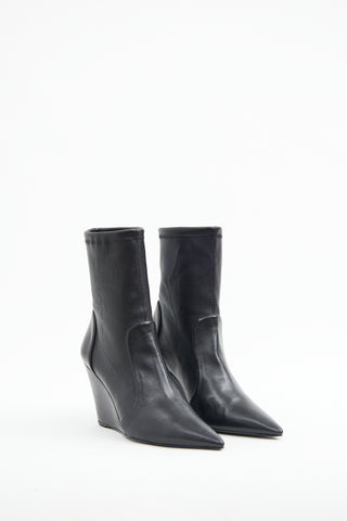 Stuart Weitzman Black Wedge Pointed Boot