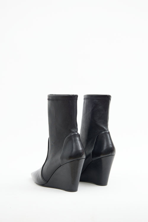 Stuart Weitzman Black Wedge Pointed Boot