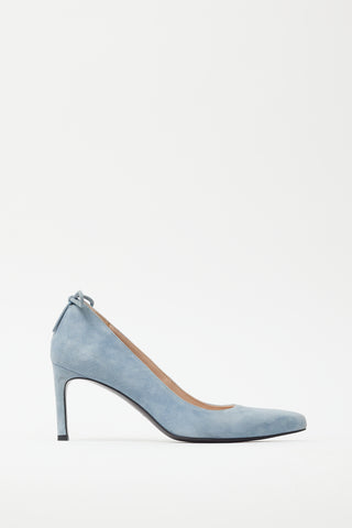 Stuart Weitzman Blue Suede Point Toe Pump